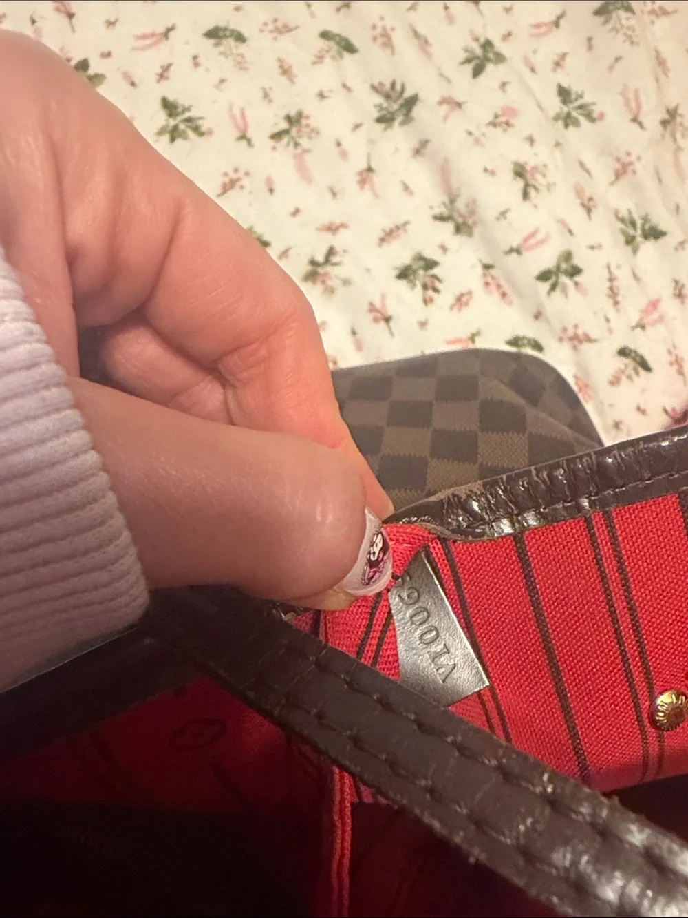 Louis Vuitton Brown Damier Ebene Tote with Red Interior